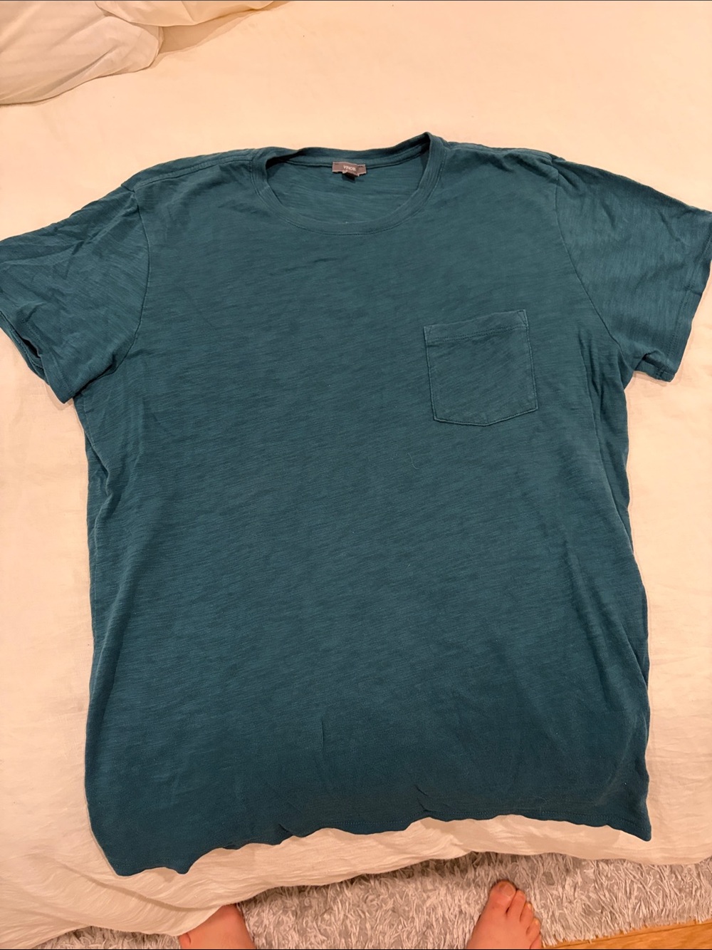 Vince Men's Teal Short-Sleeve Crewneck Pocket Tee